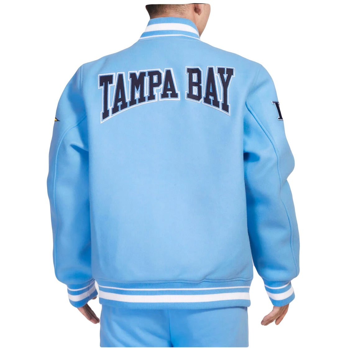Tampa Bay Rays Crest Emble Wool Pro Standard Varsity Jacket (University Blue)