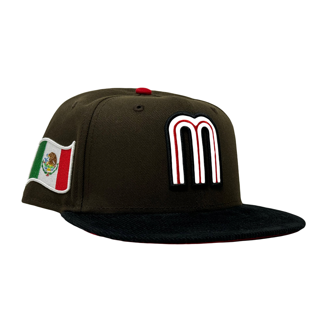 Mexico World Baseball Classic Brown Black Corduroy Visor Red Brim New Era Fitted Hat