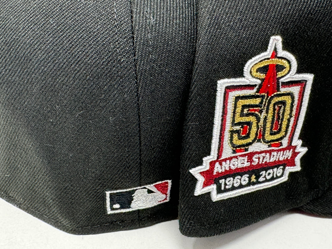 Los Angeles Angels 50th Anniversary Black Red Brim New Era Fitted Hat