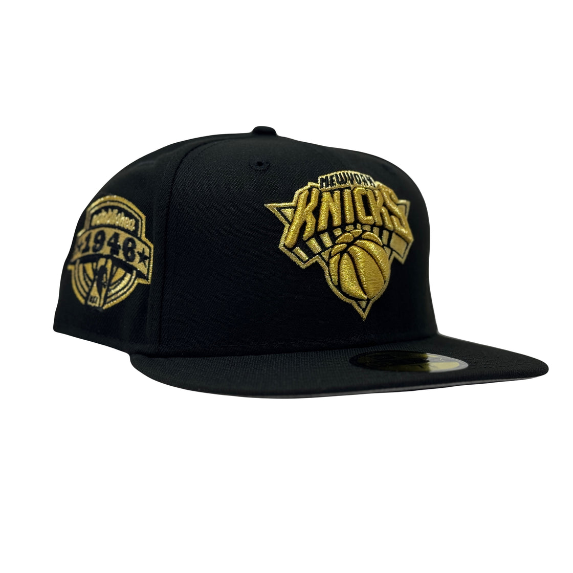 New York Knicks 1946 Established Metallic Gold Logo Fitted Hat