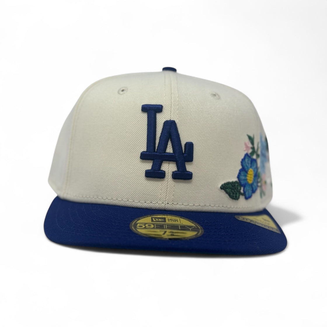 Los Angeles Dodgers Tonal Floral Pre-Curved New Era Fitted-Off White Royal