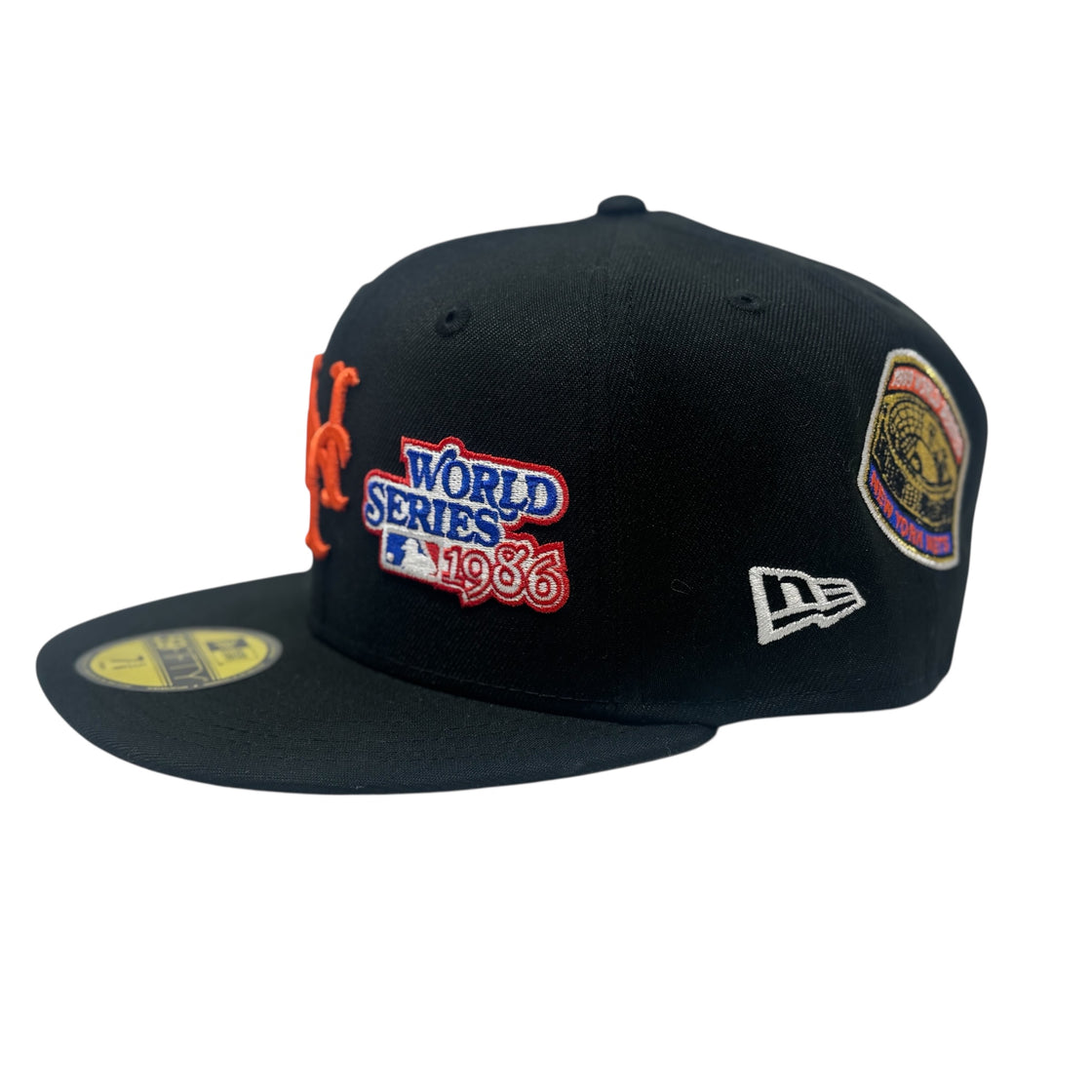 New York Mets 2X Champions Multi Logo Fitted Hats-Black