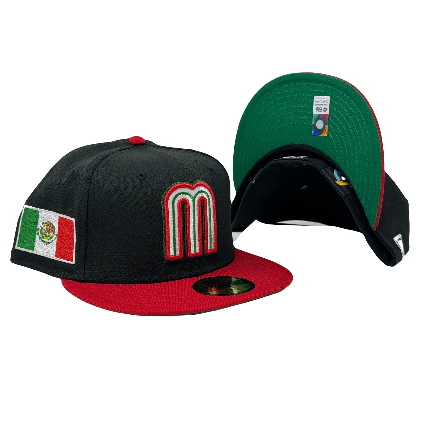 Mexico World Baseball Classic Black Red Visor 5950 New Era Fitted Hat
