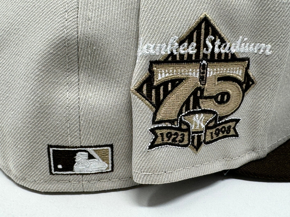 New York Yankees 75th Anniversary Stone Brown Visor New Era Fitted Hat
