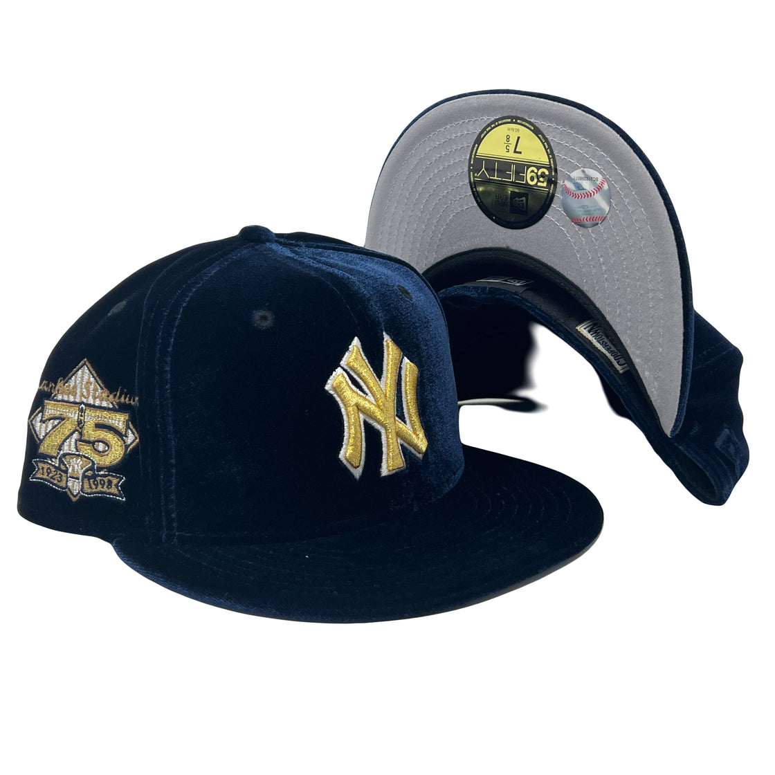 New York Yankees 75th Anniversary Velvet Collection Navy Blue New Era Fitted Hat