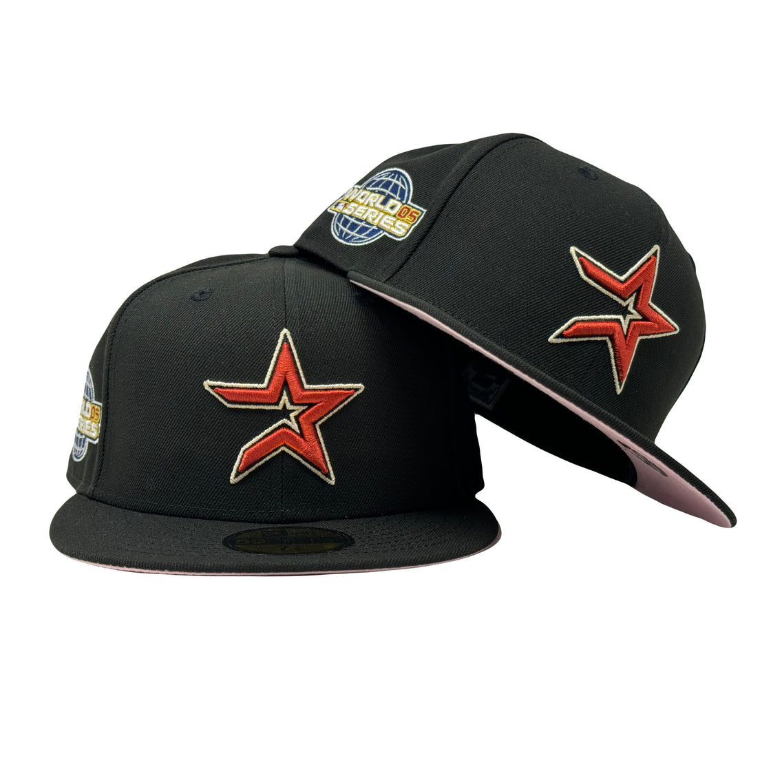 Houston Astros 2005 World Series Black Pink Brim New Era Fitted Hat