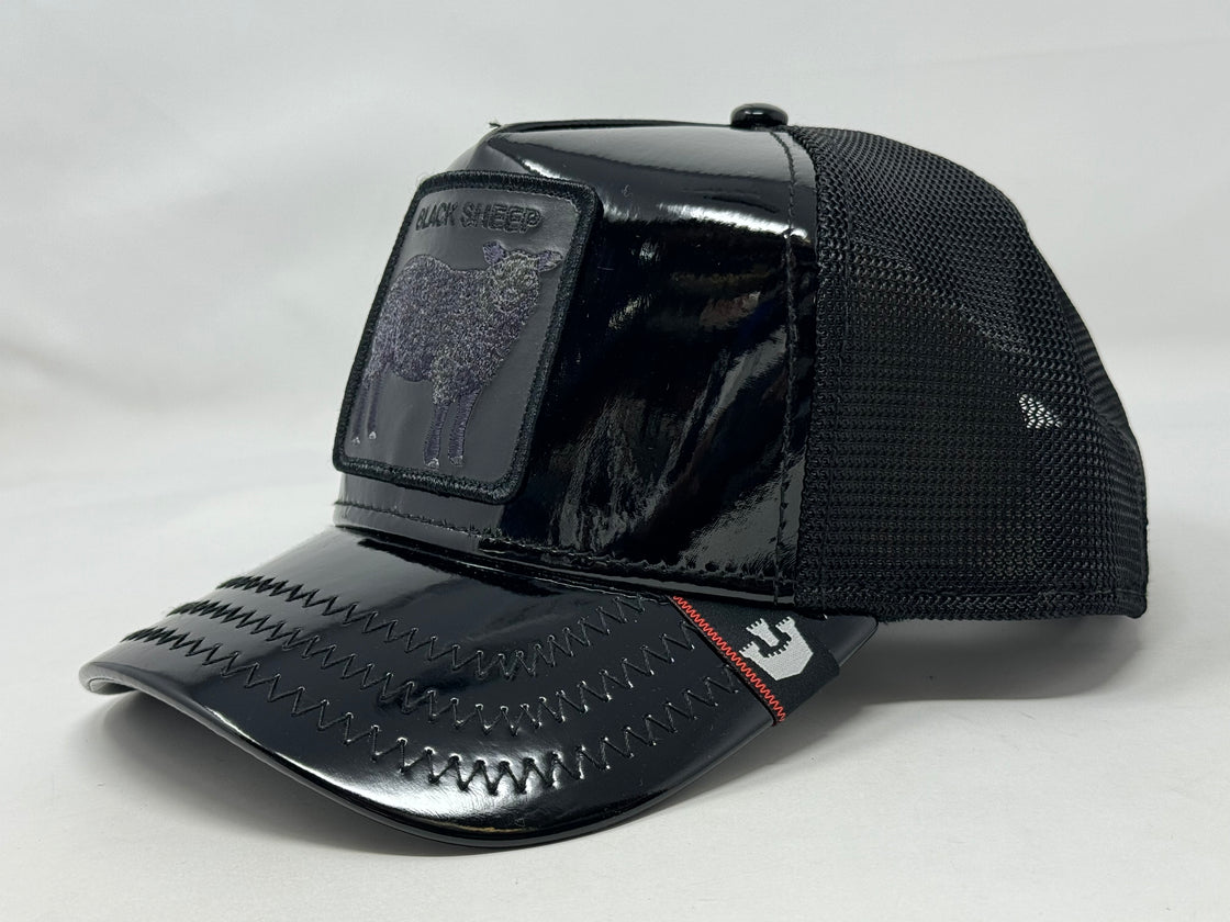 Goorin Bros. Black Sheep Black Patent Leather The Farm Trucker Hat