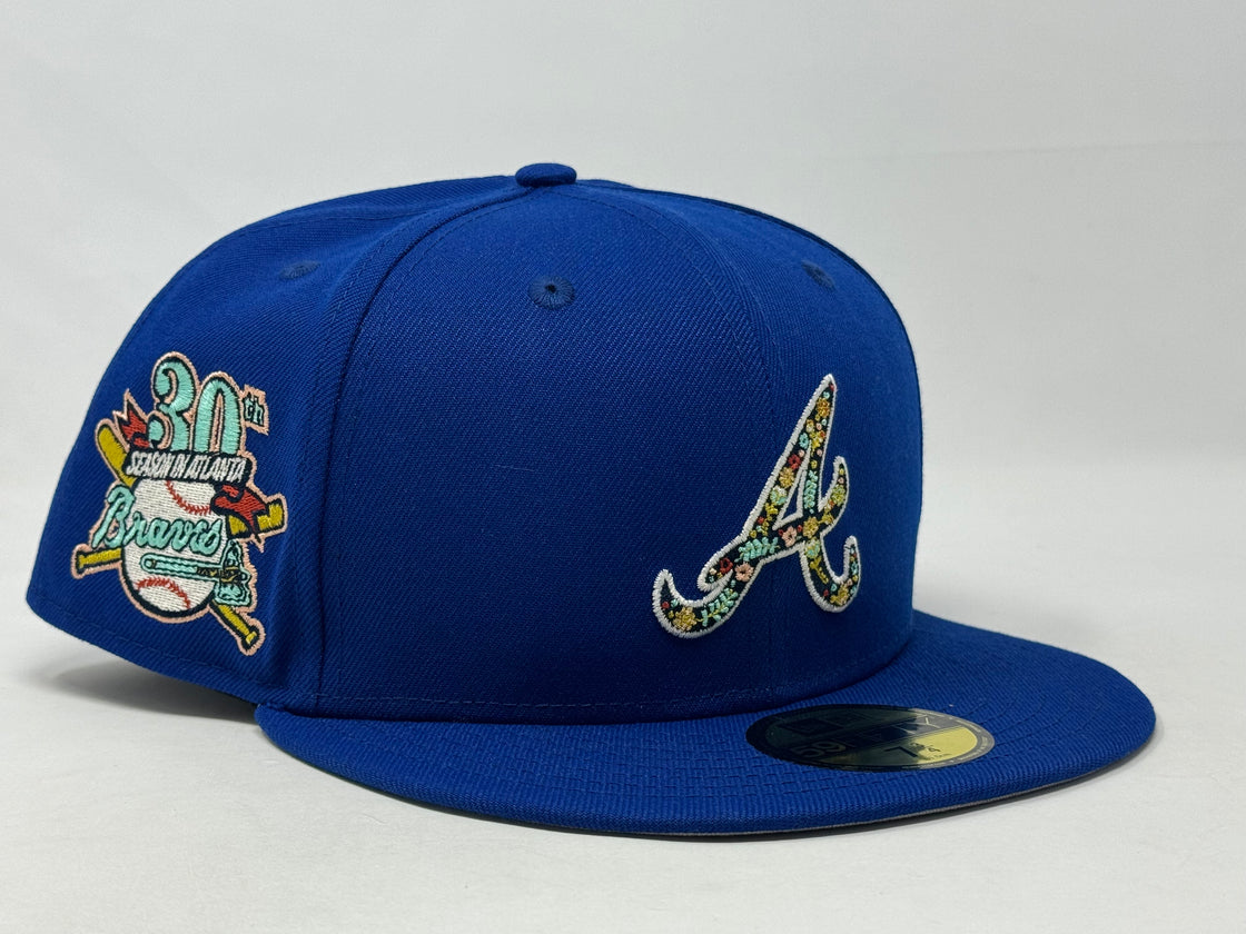 Atlanta Braves 30th Anniversary Floral Pack Light Royal 59Fifty New Era Fitted Hat