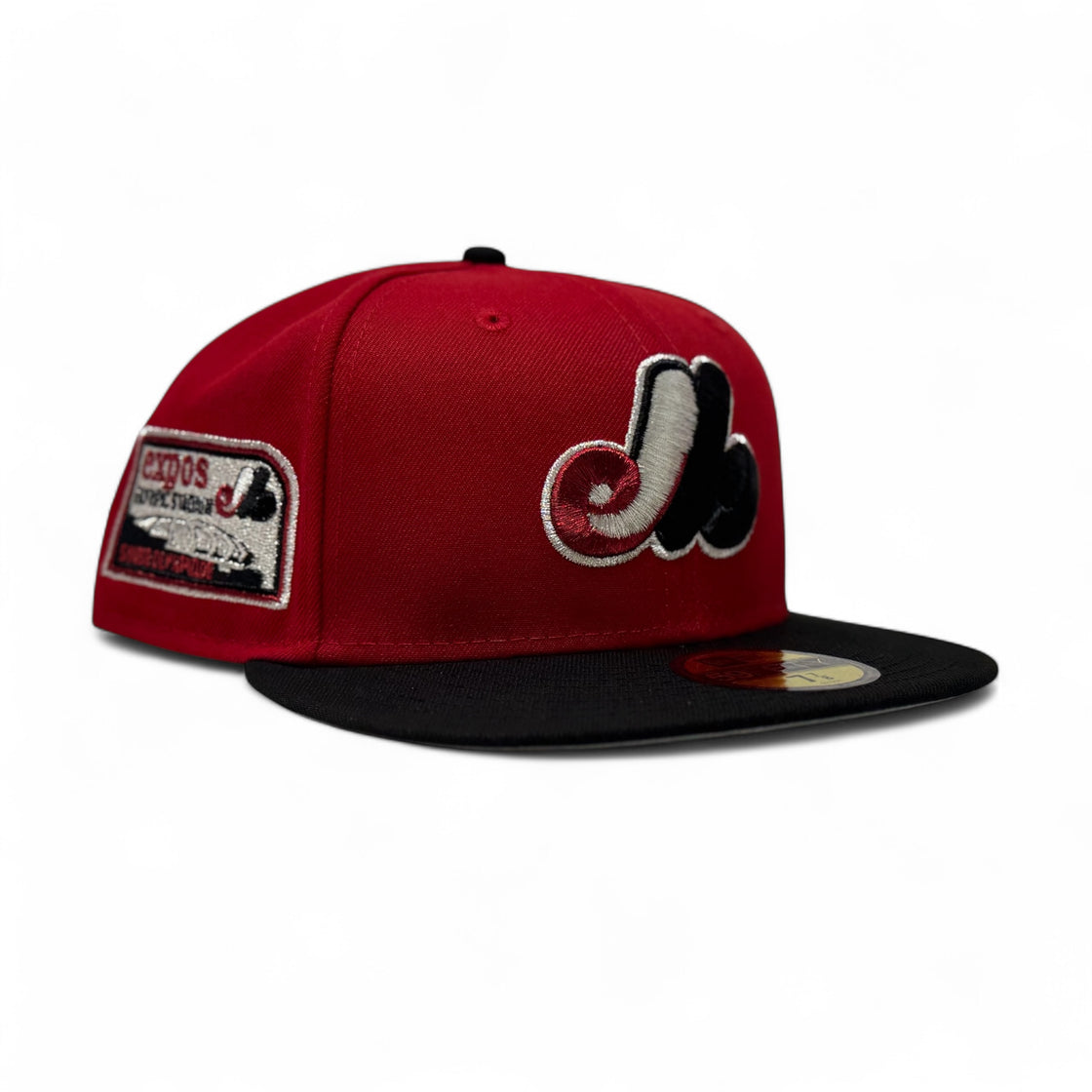 Montreal Expos Olympic Stadium Fitted Hats-Red Black