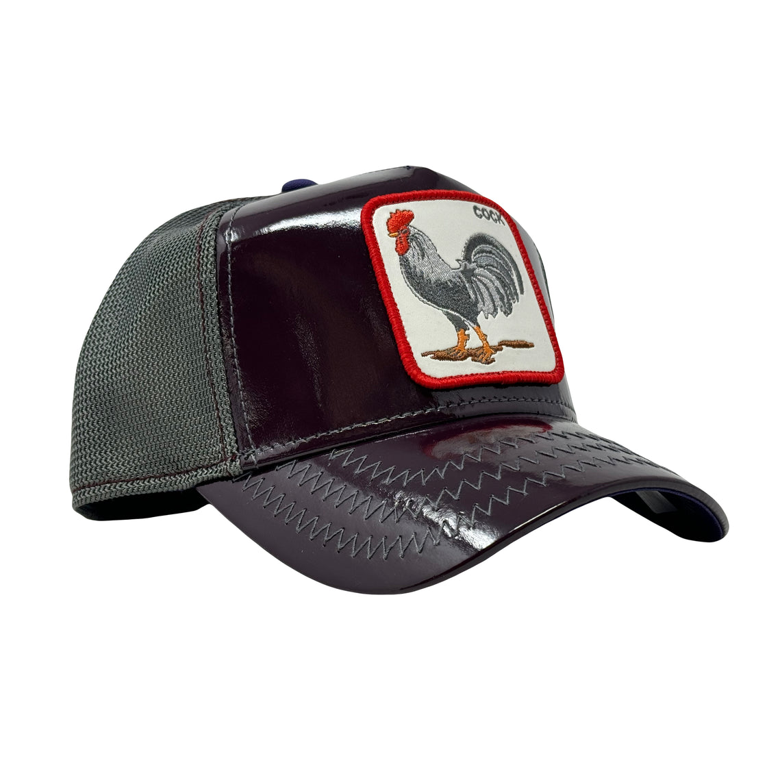 Goorin Bros The Cock Will Prevail Patent Leather Trucker Hat