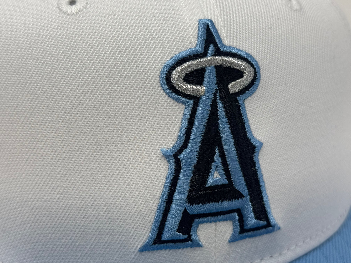 Los Angeles Angels 50th Anniversary Fitted Hats-White Sky Blue