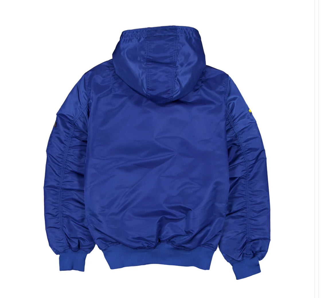 Alpha Knicks Hooded Bomber Jacket