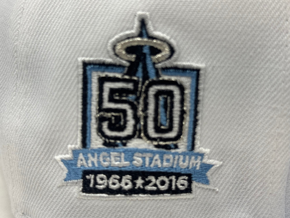 Los Angeles Angels 50th Anniversary Fitted Hats-White Sky Blue
