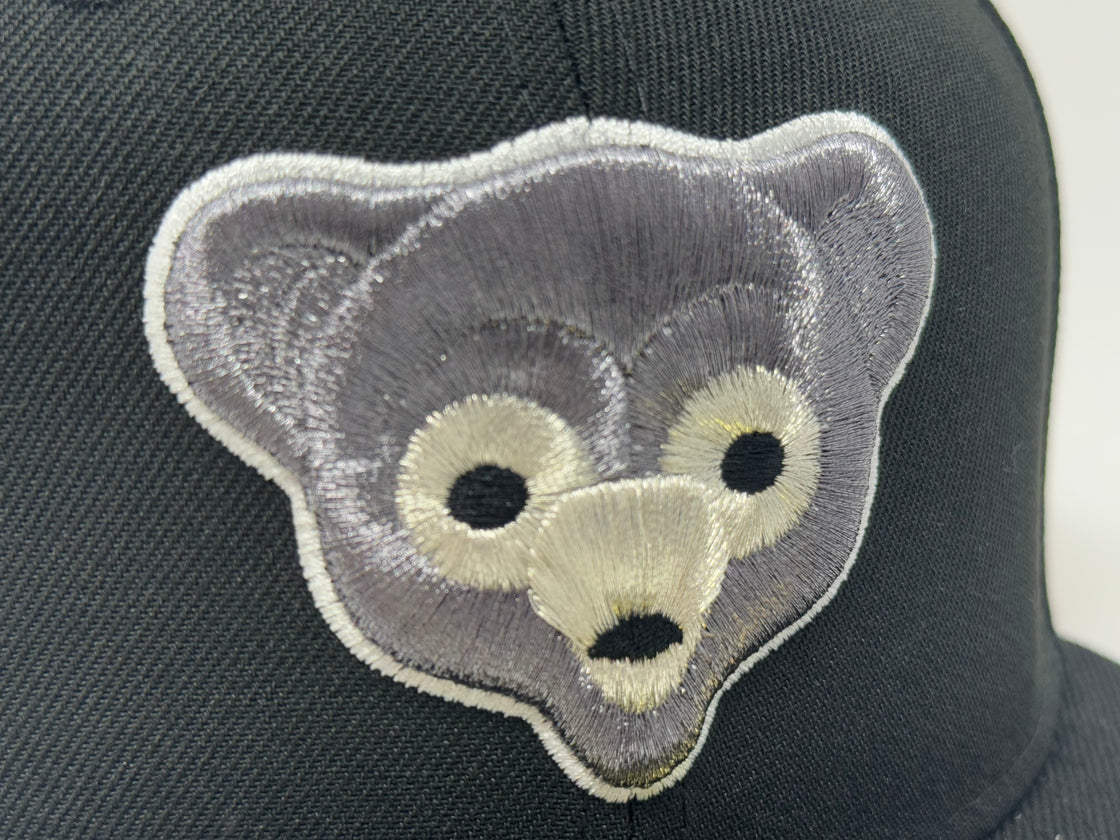Chicago Cubs Be Alert Foul Ball Logo New Era Fitted Hats-Metallic Black