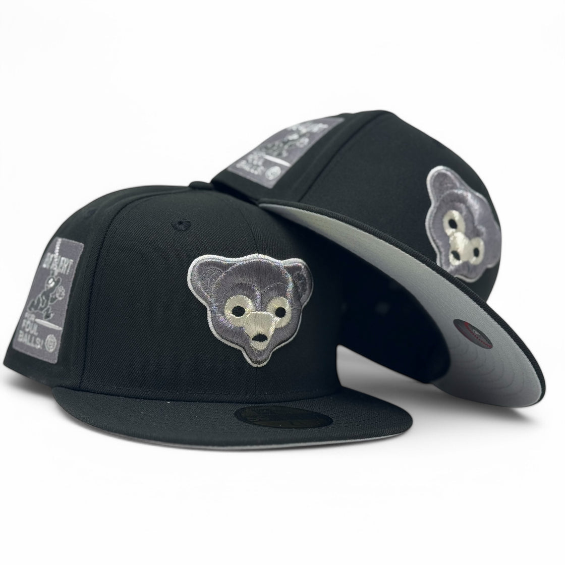 Chicago Cubs Be Alert Foul Ball Logo New Era Fitted Hats-Metallic Black
