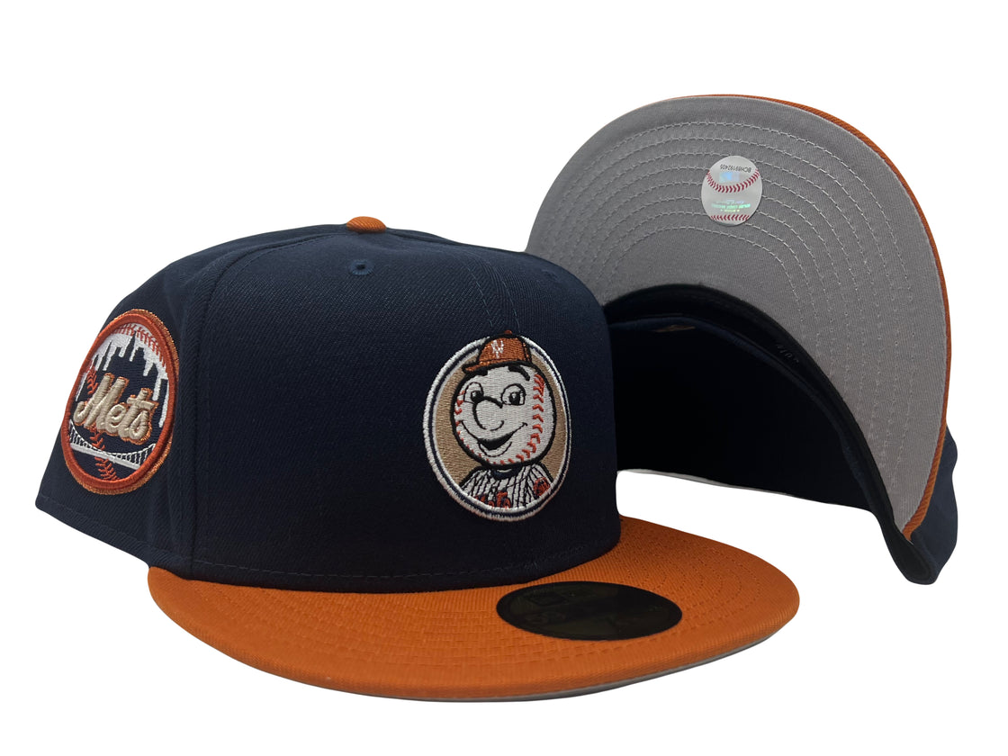NEW YORK METS MR. METS MAN NAVY/ RUST ORANGE NEW ERA FITTED HAT