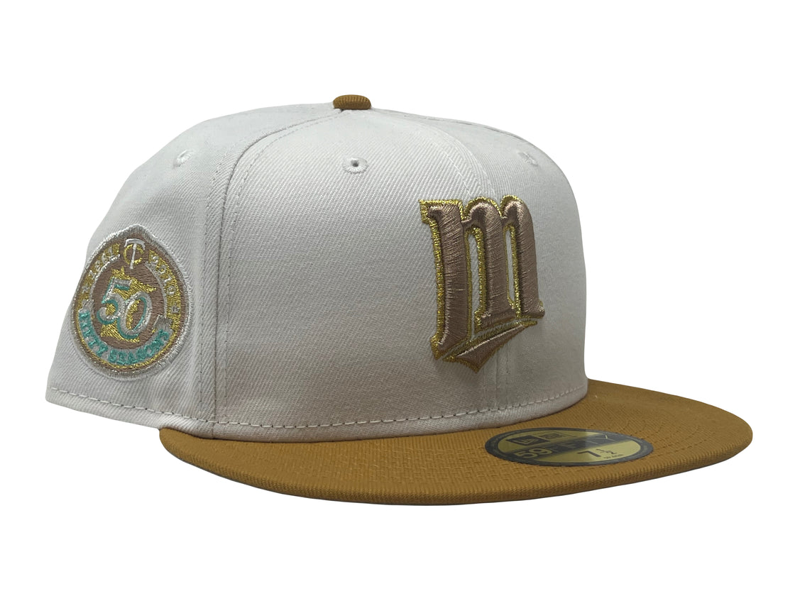 MINNESOTA TWINS 50TH ANNIVERSARY GRAY BRIM 5950 NEW ERA FITTED HAT