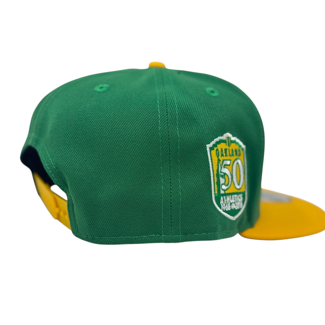 Oakland Athletics 50th anniversary Snapback Hats-Light Green yellow