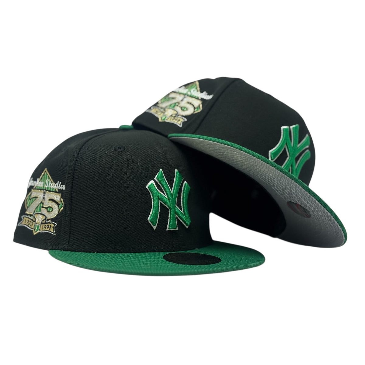 New York Yankees 75th Anniversary New Era Fitted Hat-Black Kelly Green