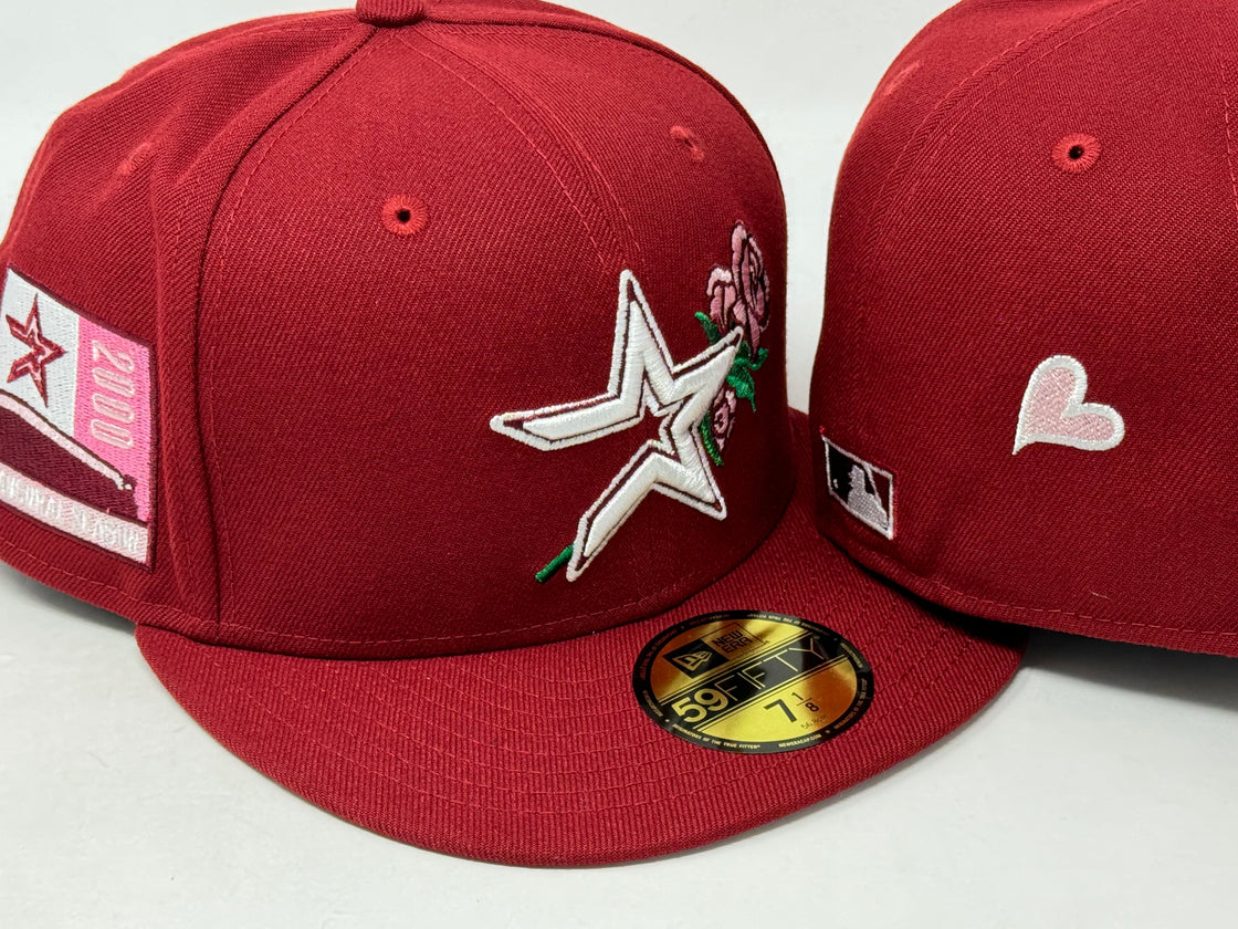 Houston Astros 2000 Inaugural Season Valentine's Day Pack Burgundy New Era Fitted Hat