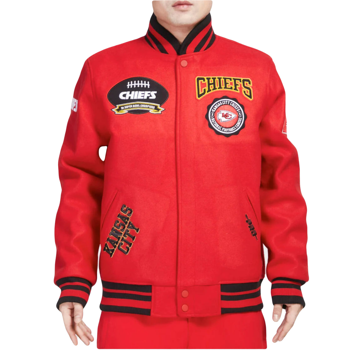 Kansas City Chiefs Pro Standard All Red Wool Varsity Heavy Jacket