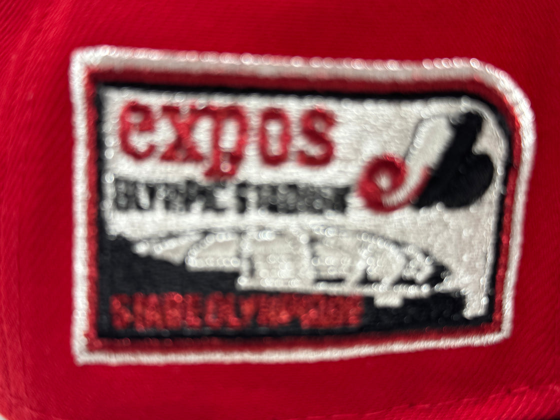 Montreal Expos Olympic Stadium Fitted Hats-Red Black