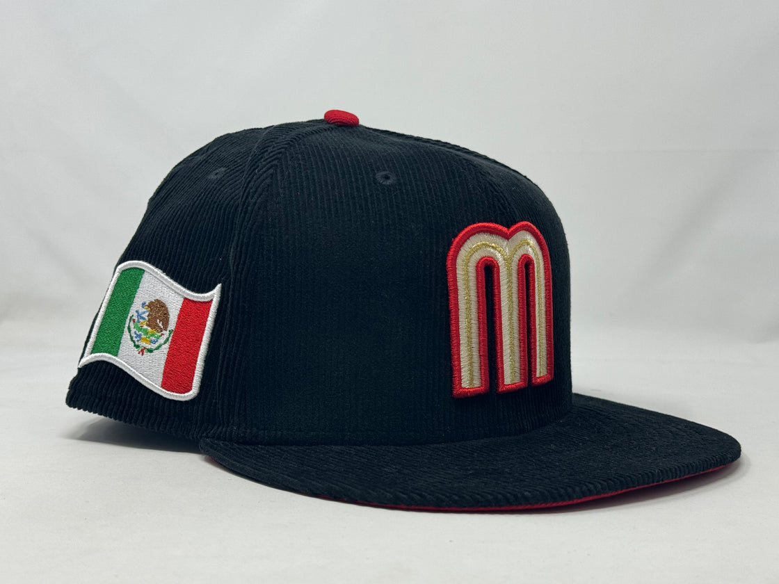Mexico World Baseball Classic 2023 Black Corduroy Red Brim New Era Fitted Hat