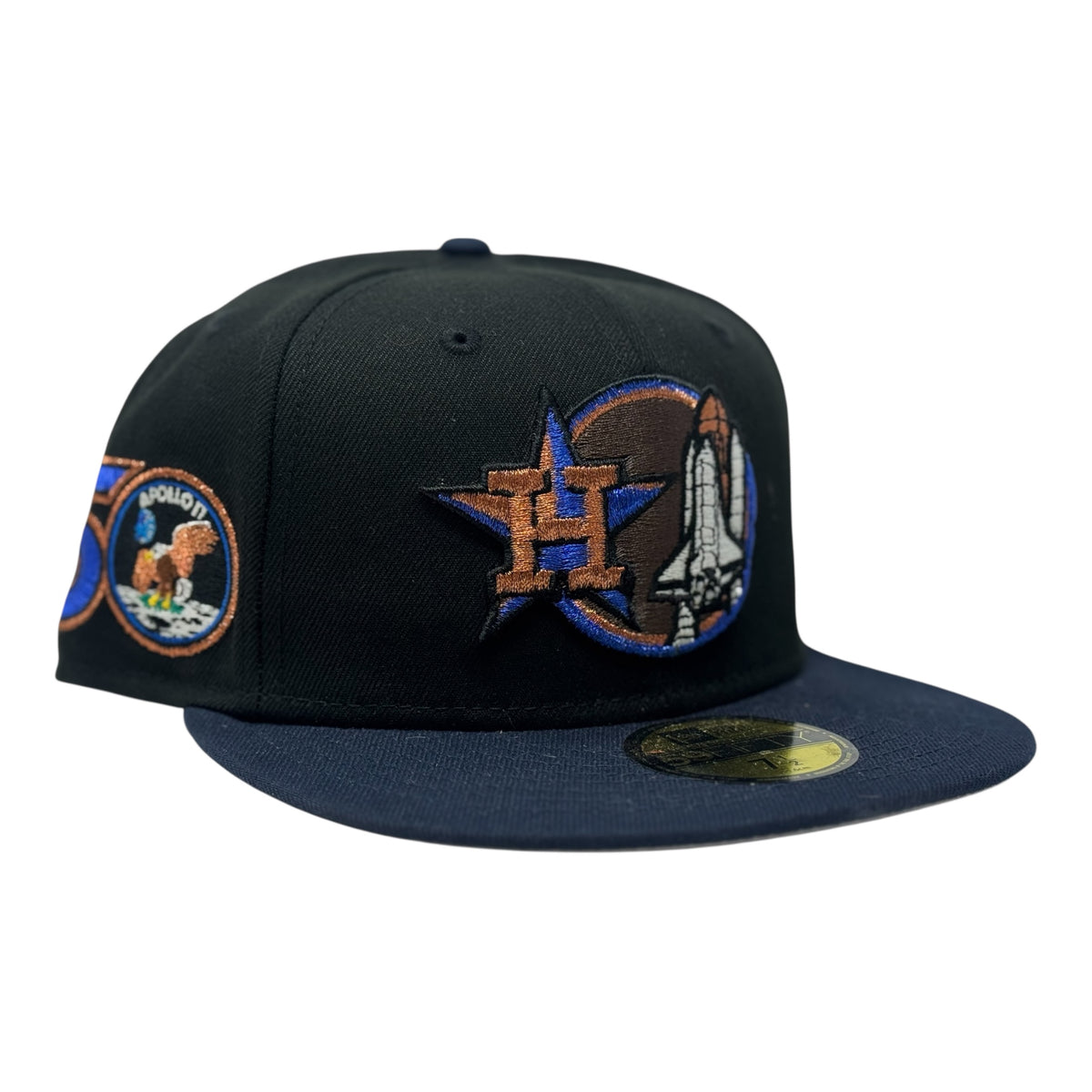 Houston Astros Apollo 50th Anniversary Black Navy Blue New Era Fitted Hat