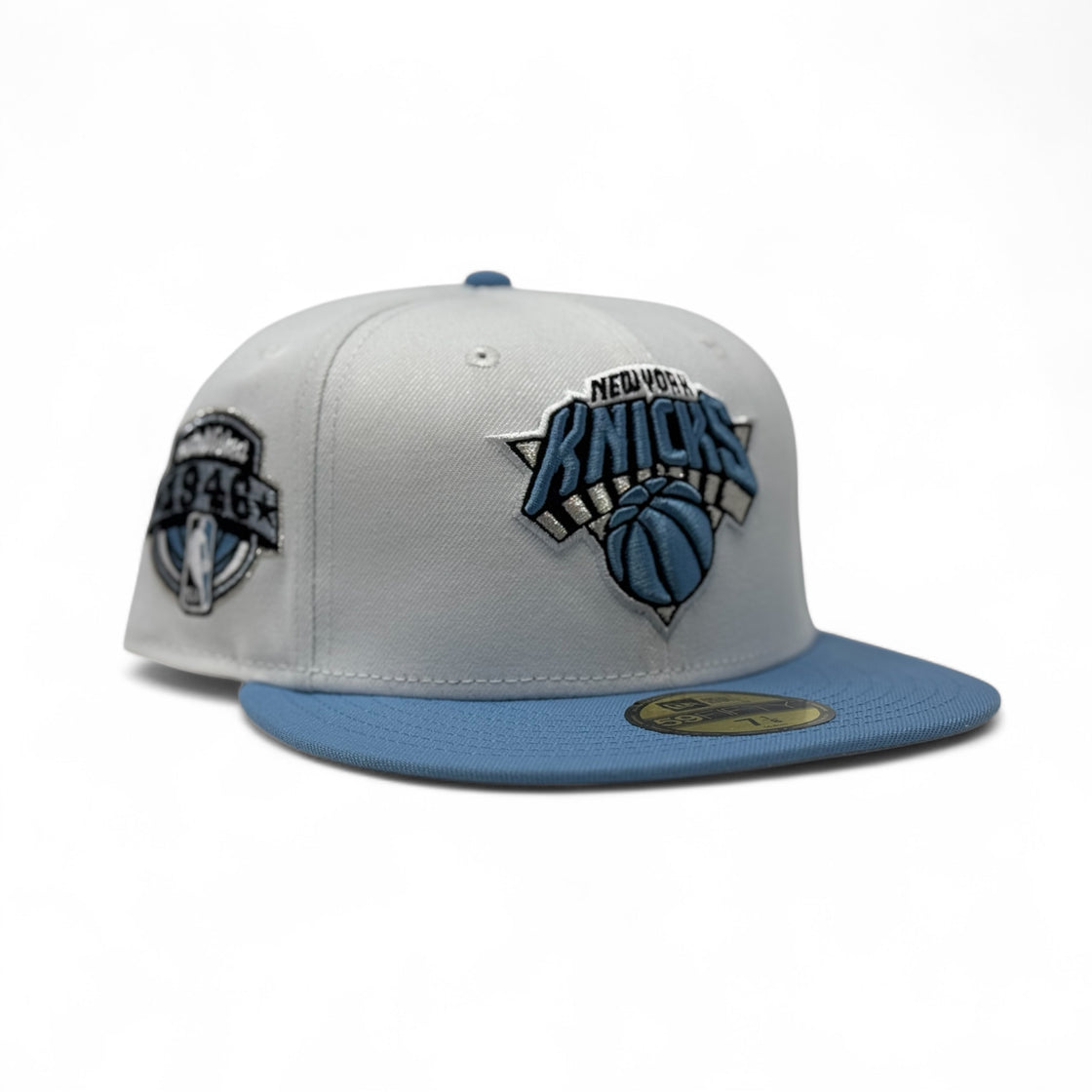 New York Knicks 1946 Established Fitted Hats-White Sky Blue
