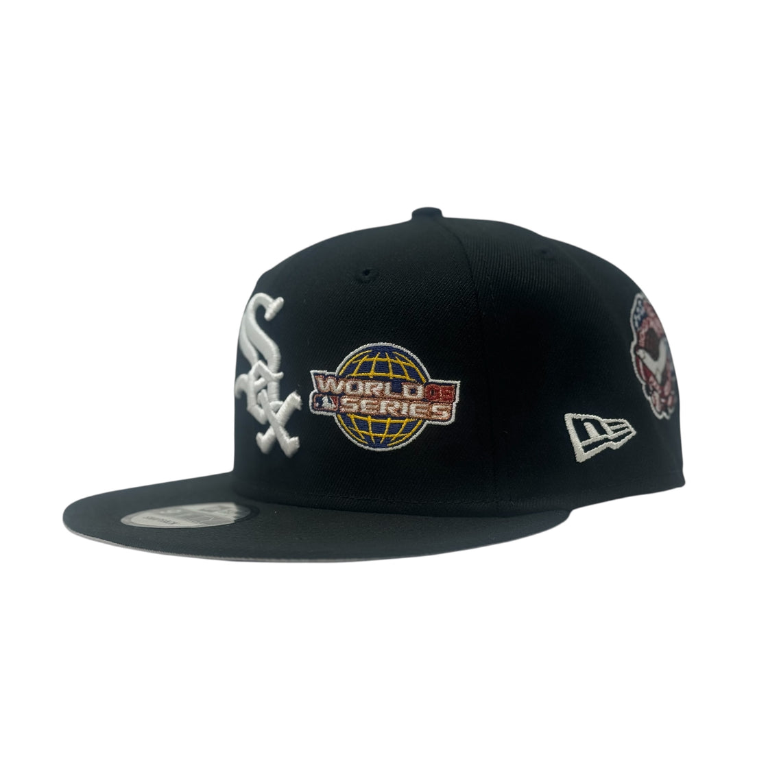 Chicago White Sox 3X Champions Multi Logo Snapback Hats-Black