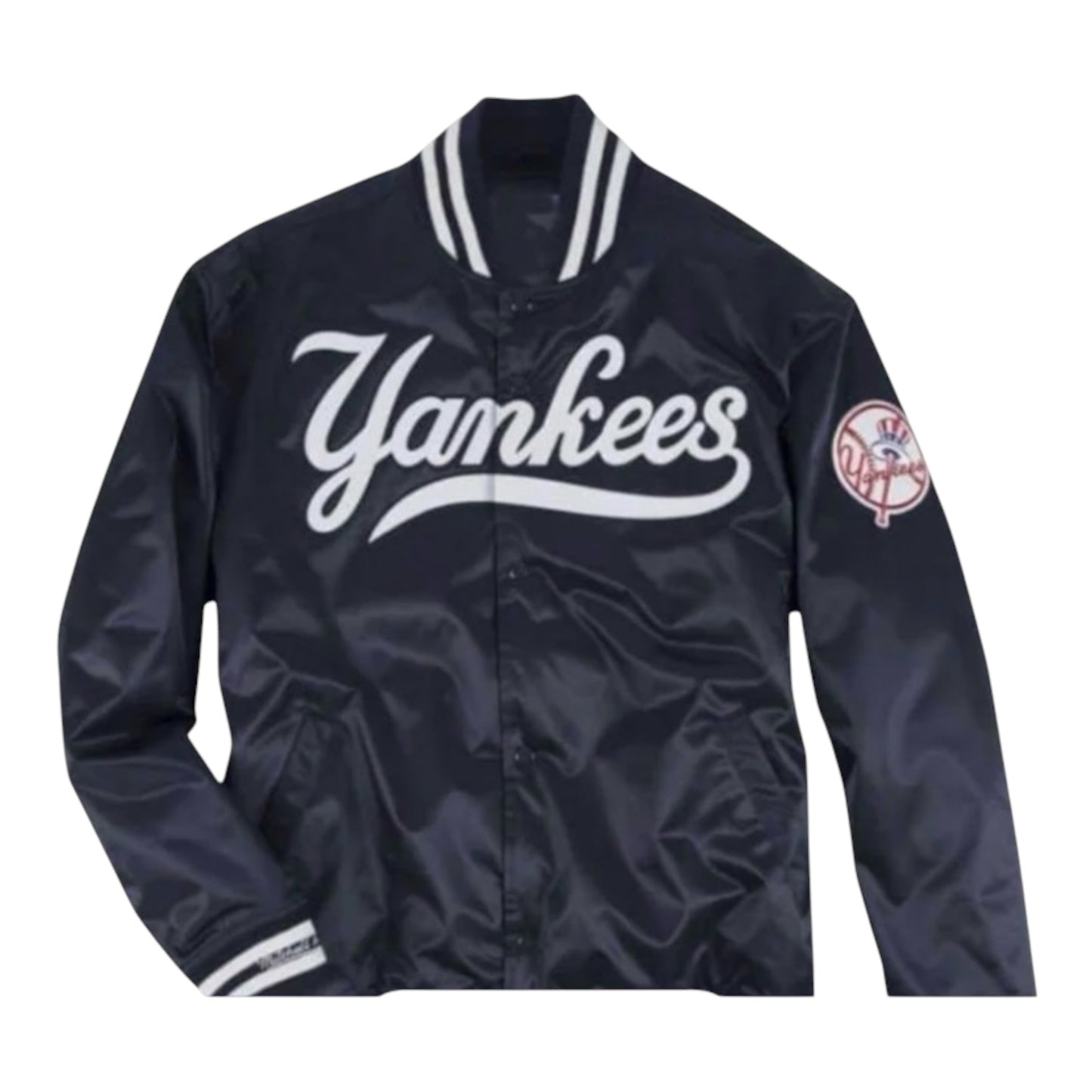 New York Yankees MLB Authentic Satin Jacket- Navy Blue