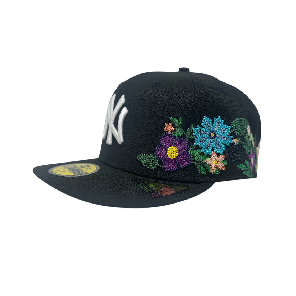 New York Yankees Tonal Floral Pre-Curved New Era Fitted-Black