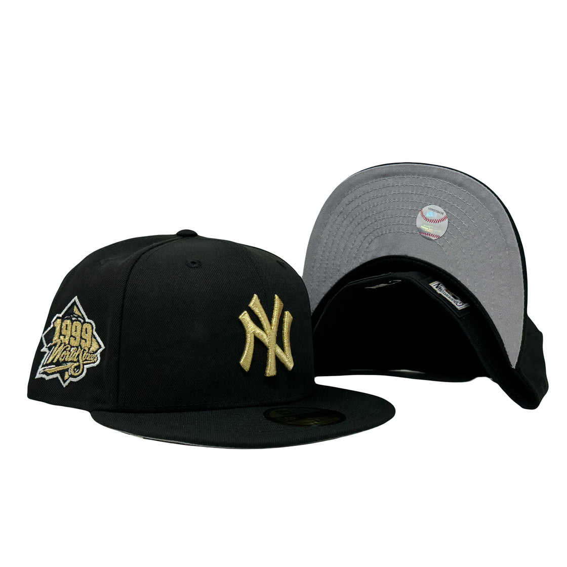 New York Yankees 1999 World Series Black Metallic Gold Logo New Era Fitted Hat