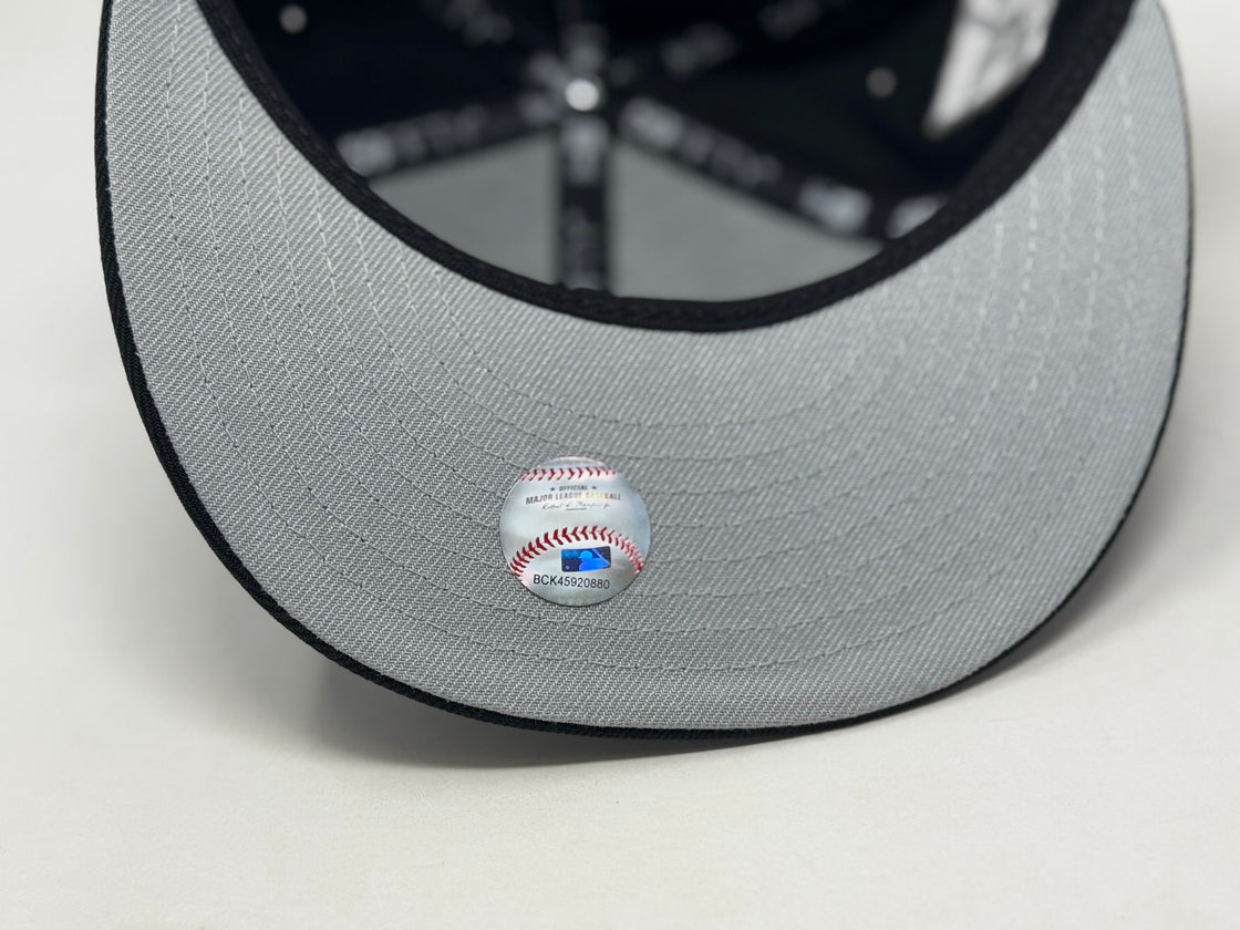 Chicago Cubs Be Alert Foul Ball Logo New Era Fitted Hats-Metallic Black