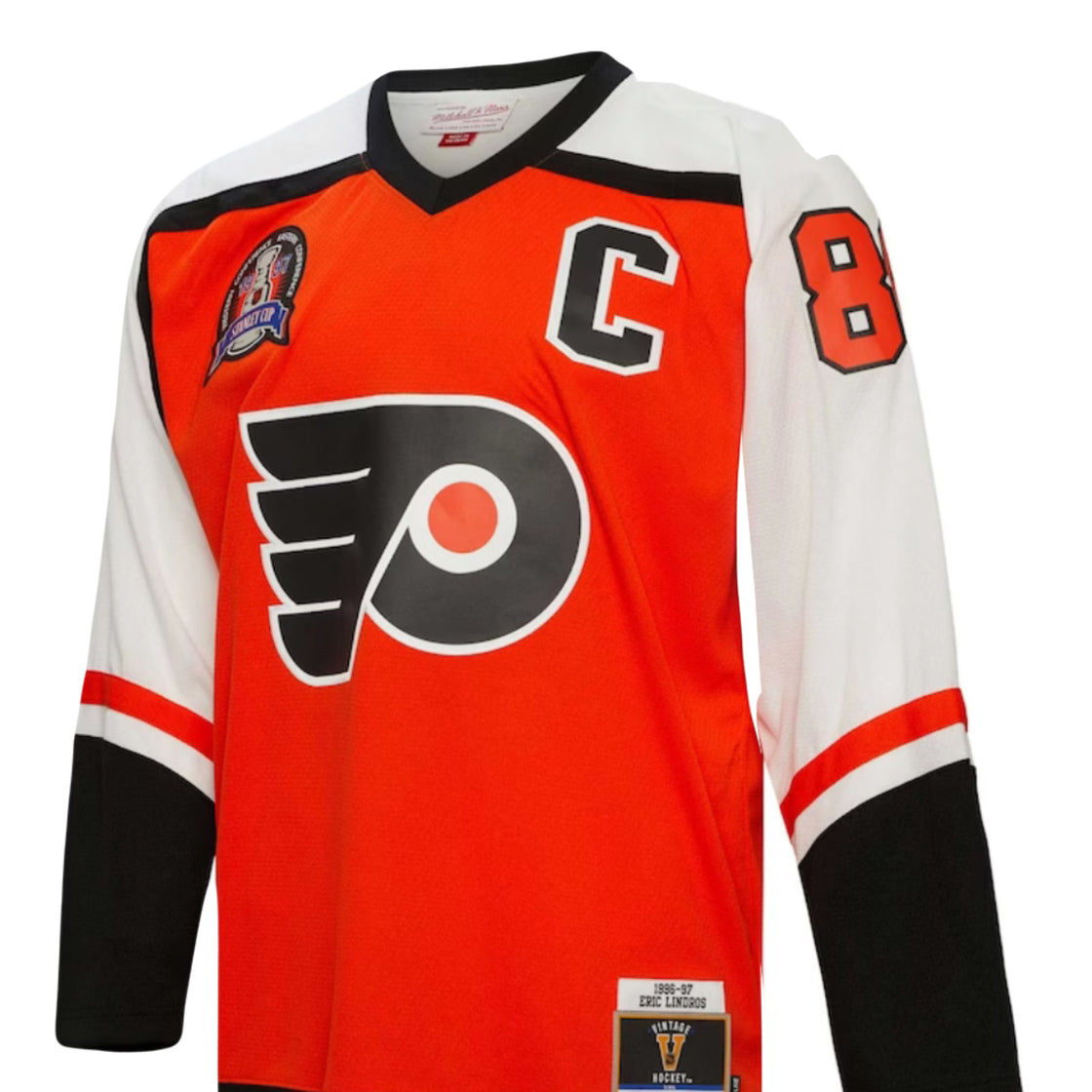 Philadelphia Flyers Eric Lindros Mitchell & Ness Orange Captain Patch 1996/97 Blue Line Player Jersey