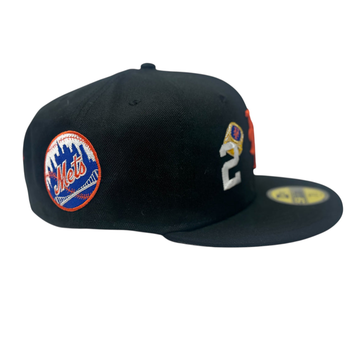 New York Mets 2X Champions Multi Logo Fitted Hats-Black