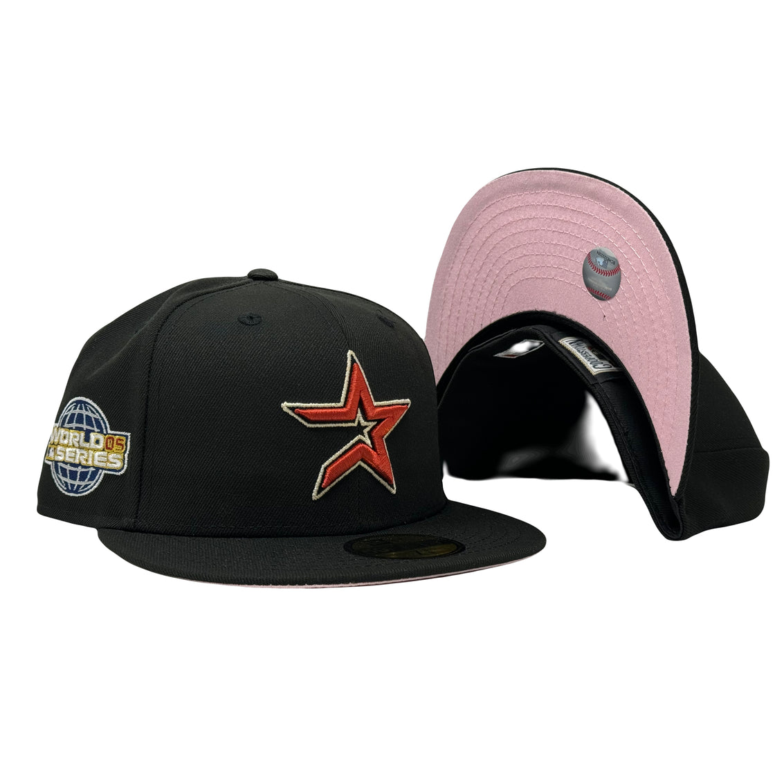 Houston Astros 2005 World Series Black Pink Brim New Era Fitted Hat