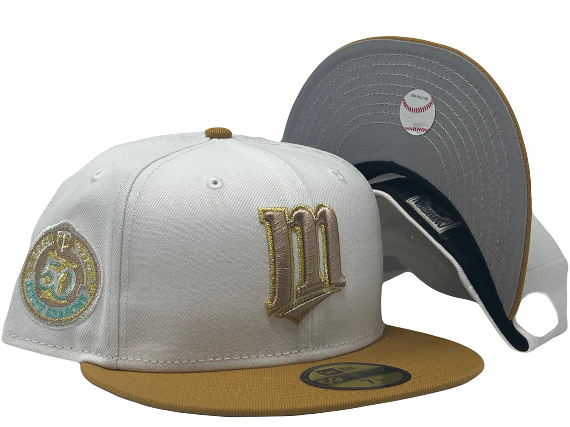 MINNESOTA TWINS 50TH ANNIVERSARY GRAY BRIM 5950 NEW ERA FITTED HAT