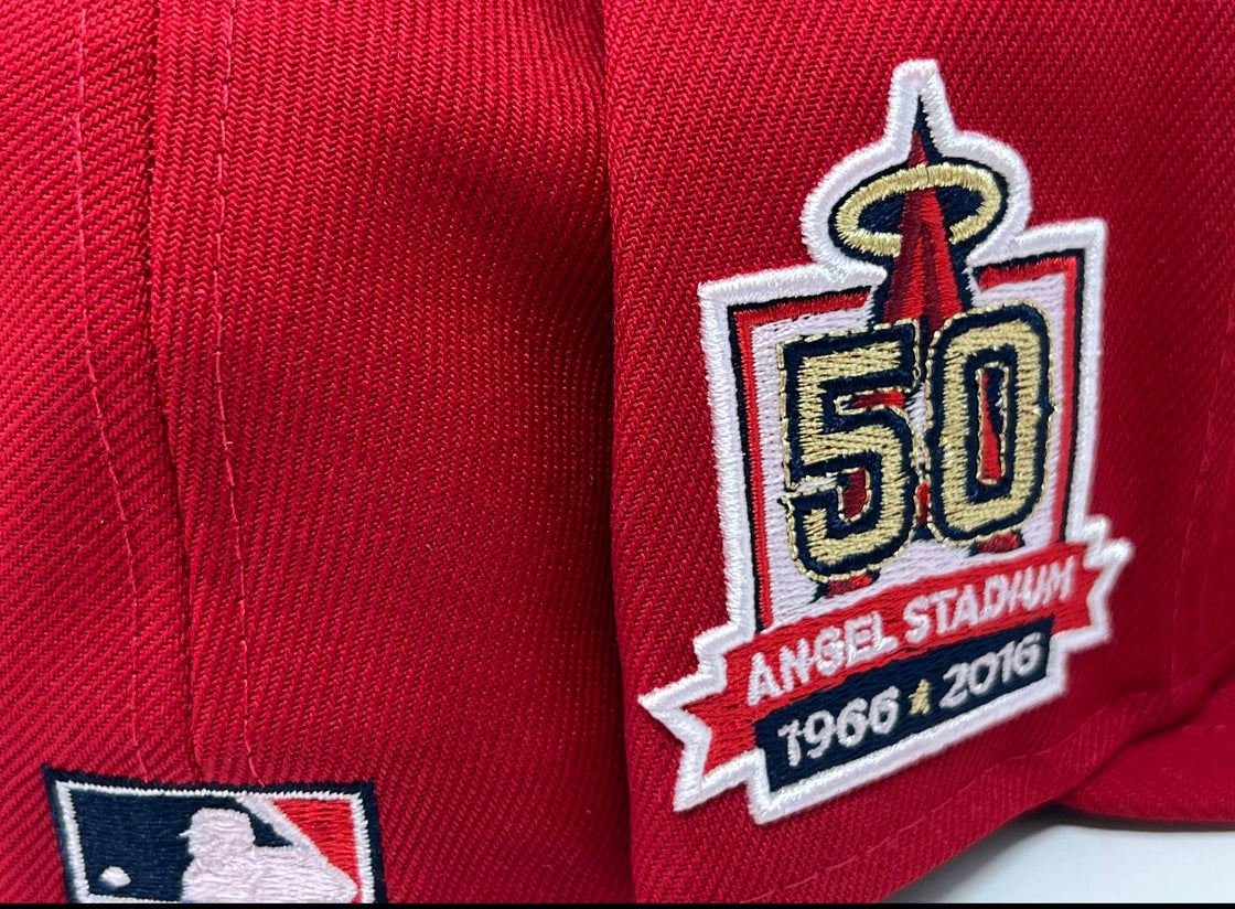 Los Angeles Angels 50th Anniversary Red Gray Brim New Era Fitted Hat