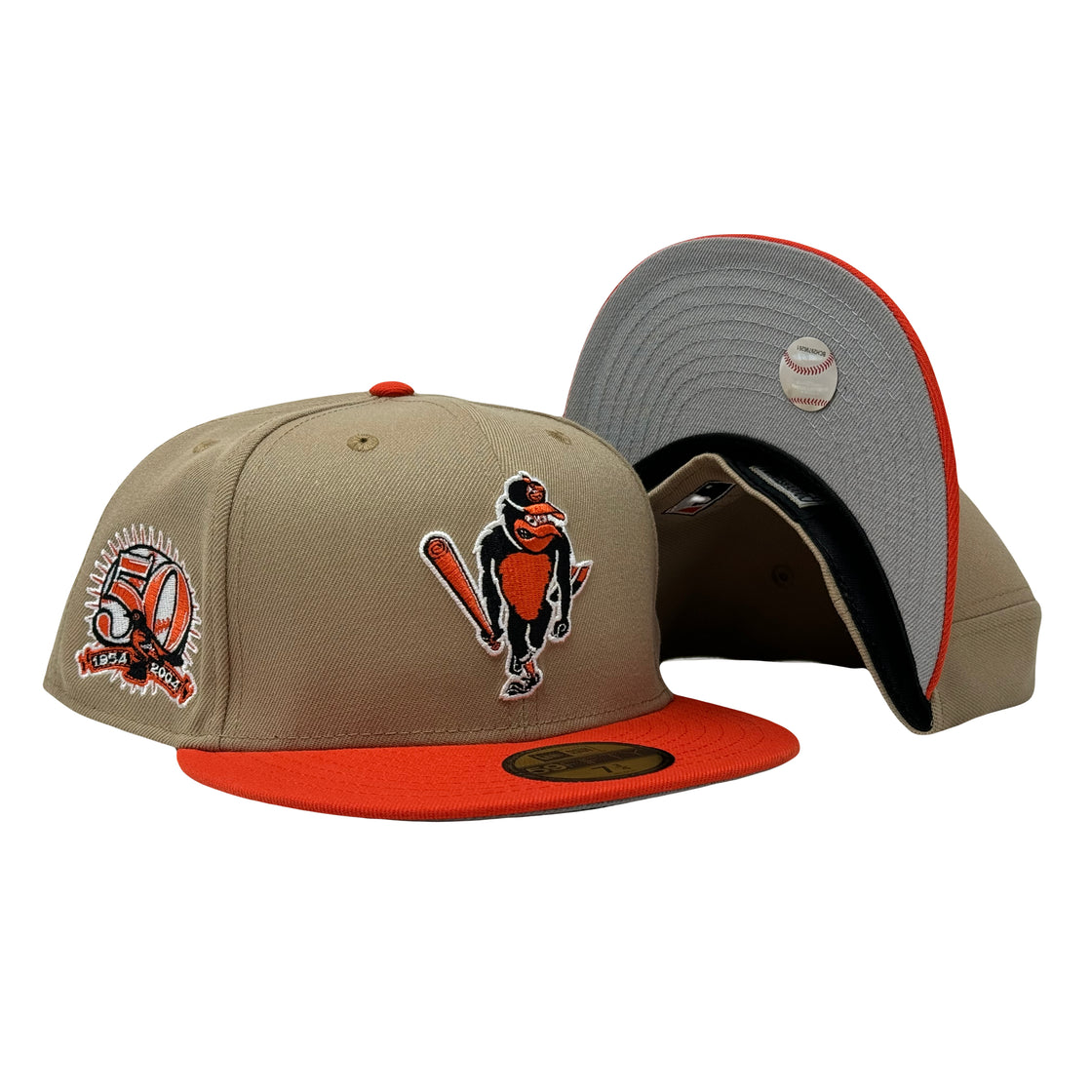 Baltimore Orioles 50th Anniversary Mascot Camel Orange Visor 5950 New Era Fitted Hat