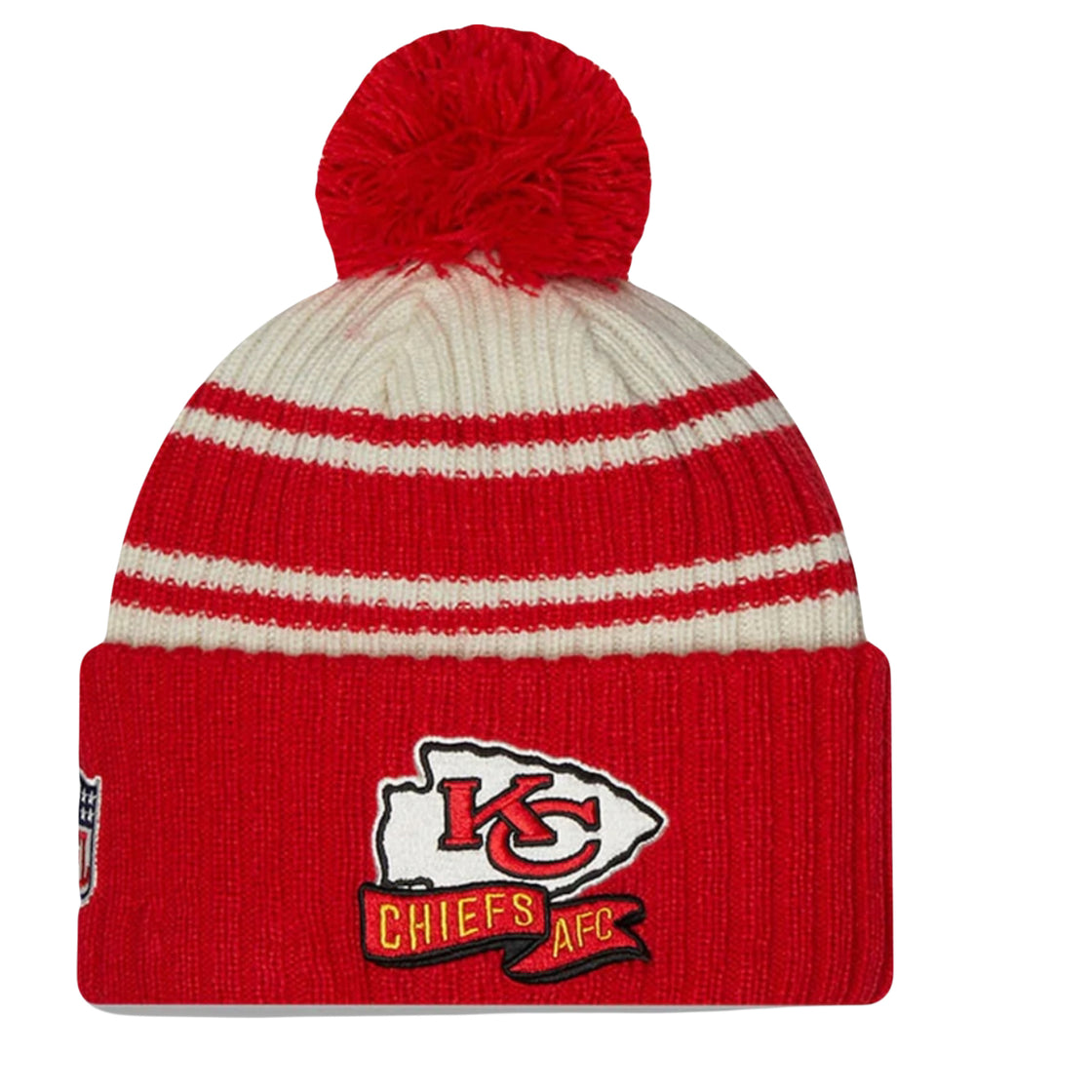 Kansas City Chiefs Men’s New Era Sideline Cuffed Pom Knit Hat-Red