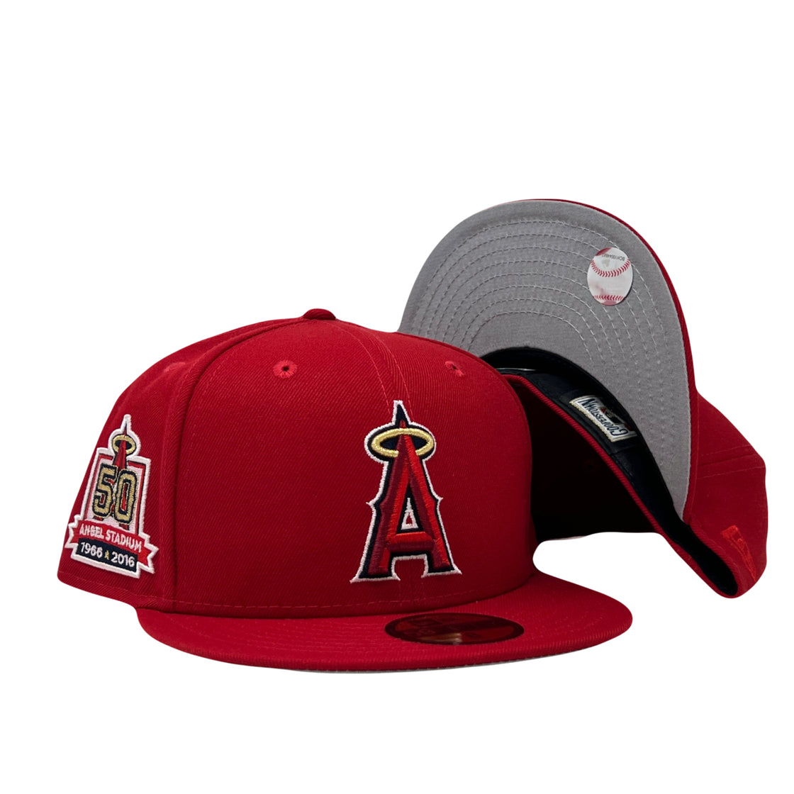 Los Angeles Angels 50th Anniversary Red Gray Brim New Era Fitted Hat