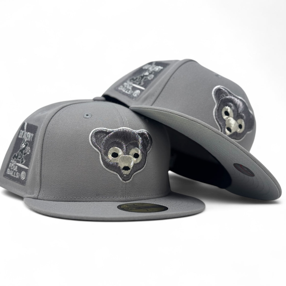 Chicago Cubs Be Alert Foul Ball Logo Fitted Hats-Light Gray
