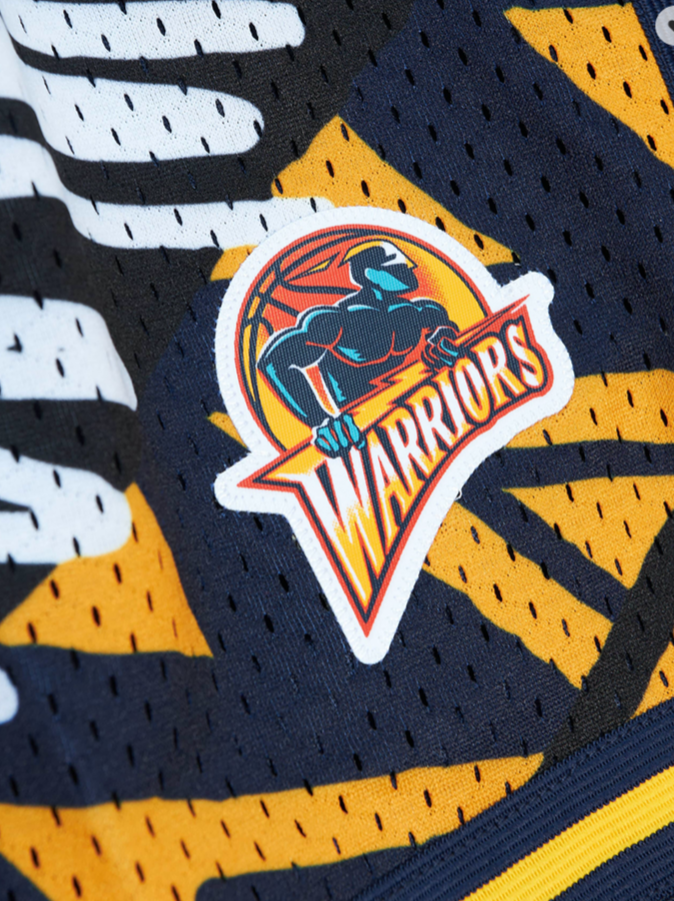 GOLDEN STATE WARRIORS MITCHELL AND NESS GAME DAY PATTERN SHORTS
