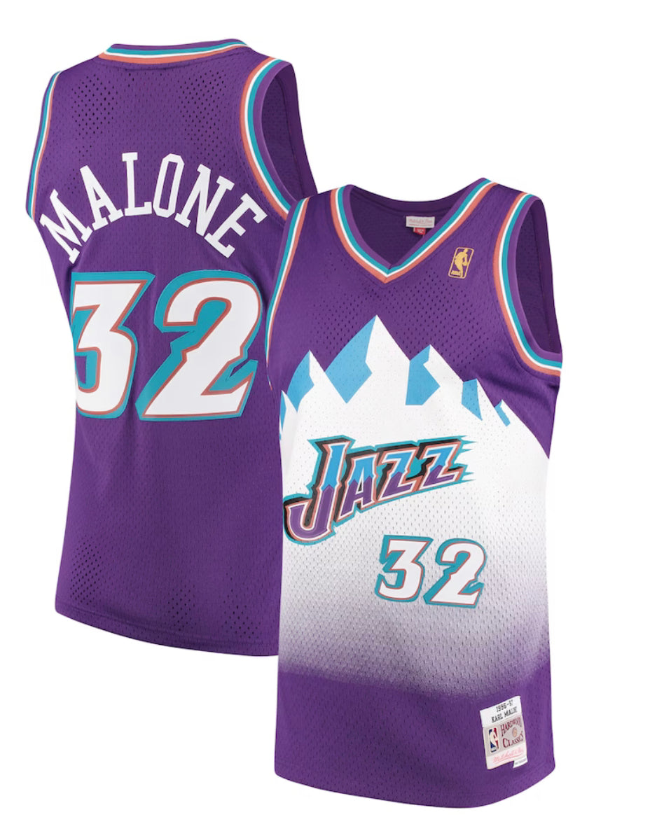 Utah Jazz Karl Malone Mitchell & Ness Purple 1996-97 Hardwood Classics Swingman Jersey