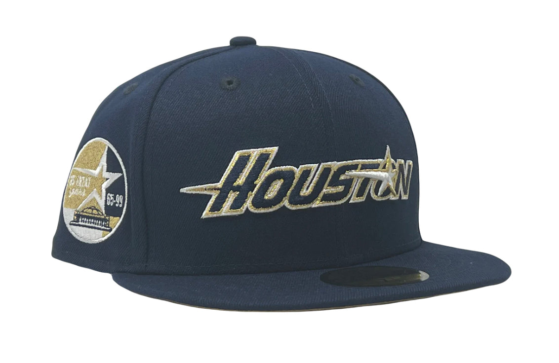 HOUSTON ASTROS 35TH ANNIVERSARY METALLIC GOLD BRIM NEW ERA FITTED HAT