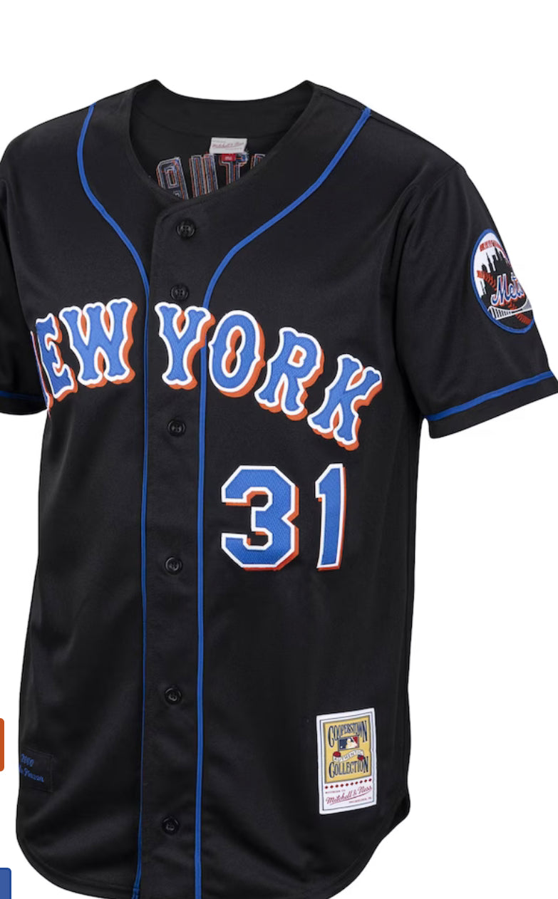 Men's New York Mets Mike Piazza Mitchell & Ness Black Alternate 2000 Cooperstown Collection Authentic Jersey