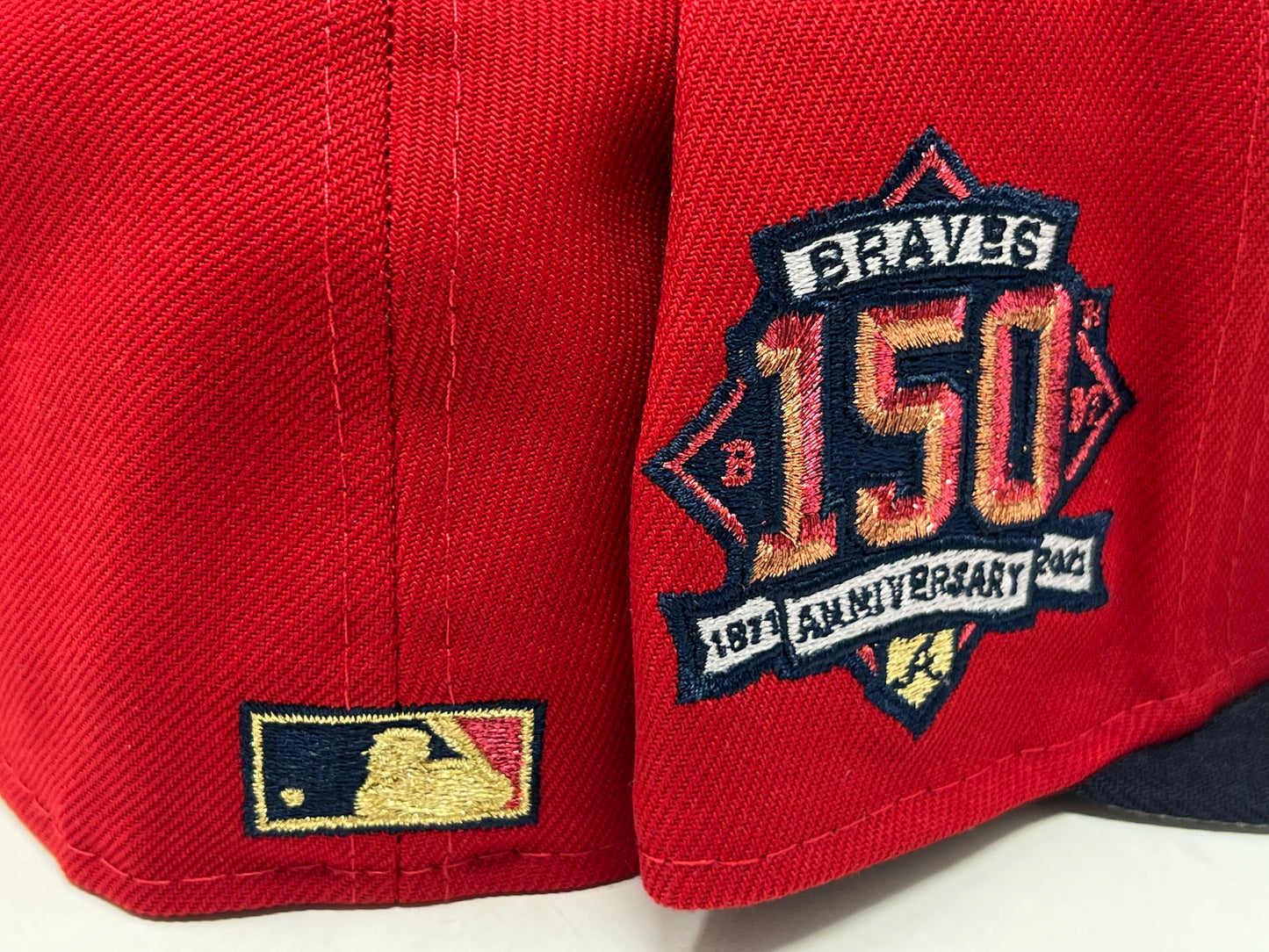 Atlanta Braves 150th Anniversary Red/ Navy Gray Brim New Era Fitted Hat