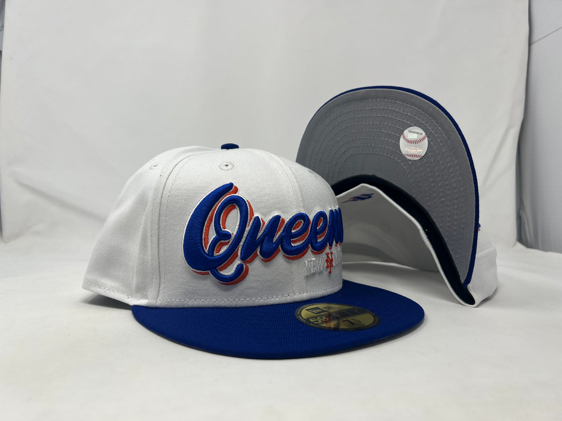 Queens New York Mets White Royal New Era Fitted Hat