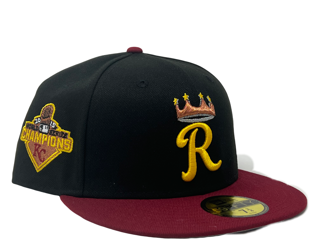 Kansas City Royals 2015 World Series Champions Black Burgundy New Era Fitted Hat